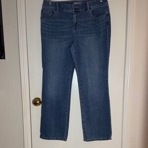 Chicos Platinum Denim Womens Ultimate Fit Bootleg Jeans Chicos Size 2 Short